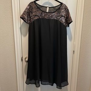 Black chiffon with sequin top dress